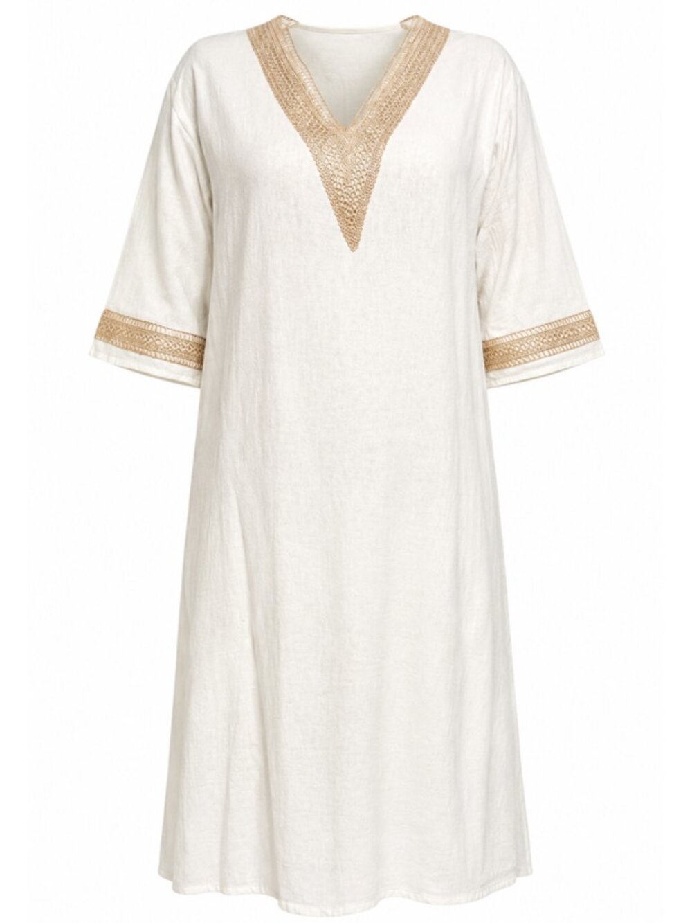 Womens White Boho Embroidered Midi Dress New | 14
